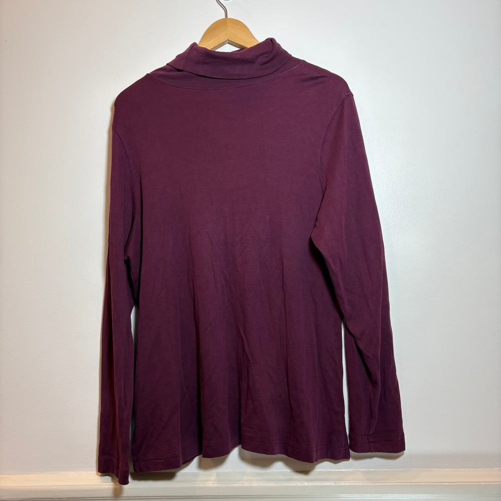 PERUVIAN COLLECTION Burgundy Long‎ Sleeve Turtleneck Top XL 100% Pima Cotton